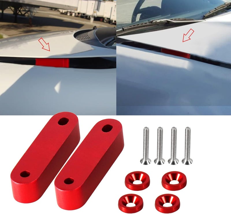 YESHMA Front Hood Vent Space Riser Spacer Modification Kit, Hood Riser Compatible with Honda Civic Acura Integra, Aluminum Alloy Car Hood Vent Spacer Riser for CRX Del Sol (Red) - Image 1